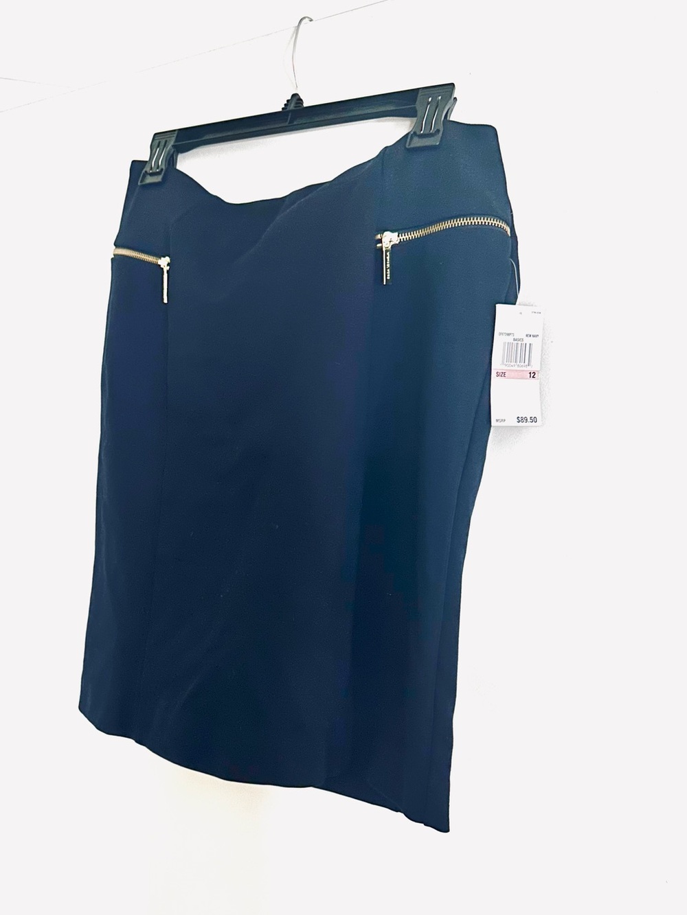 Michael Kors classic dark Navy Pencil Skirt with Gold Zipper Detail
